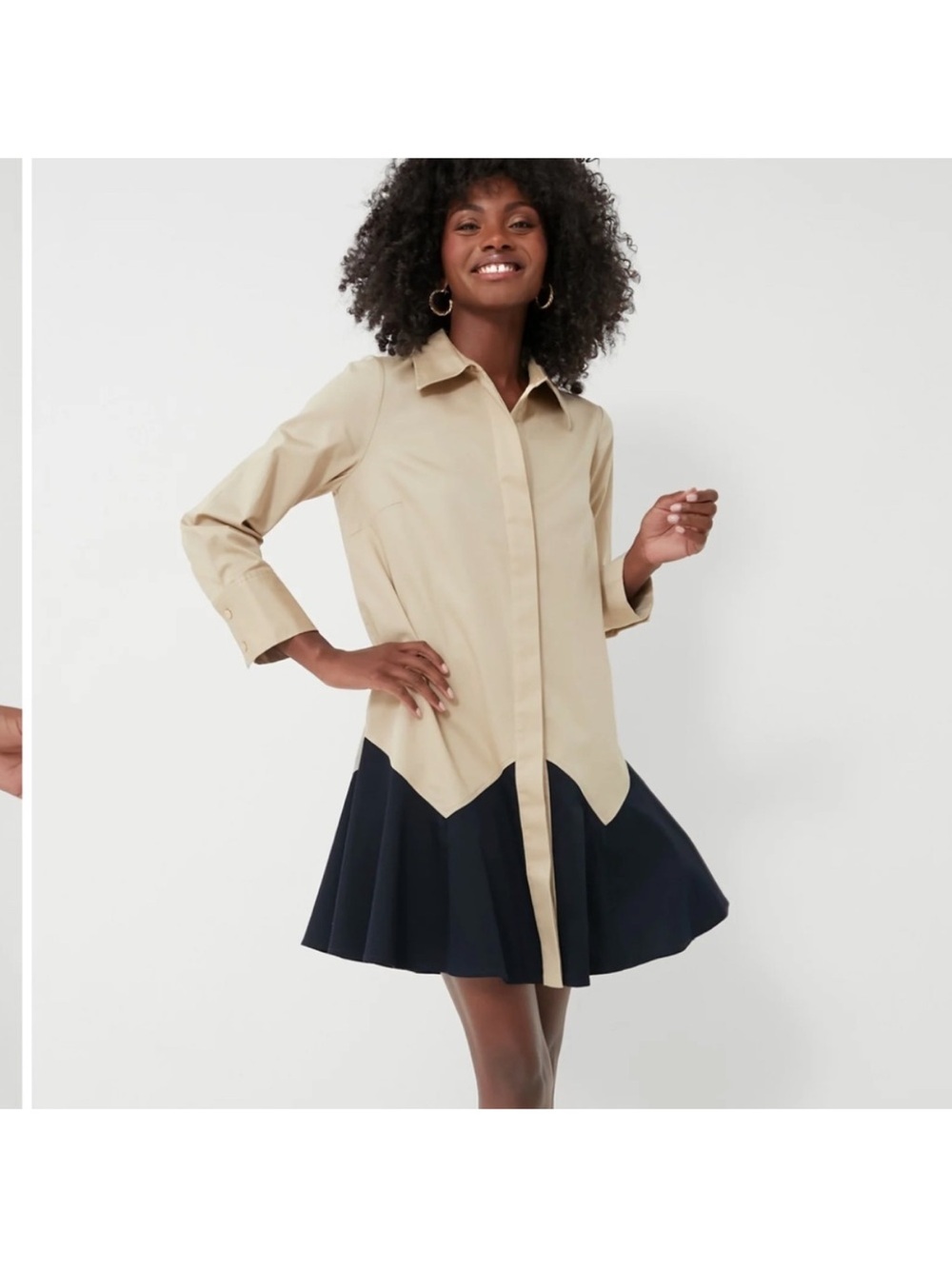 NWT Tuckernuck Navy and Beige Shirt Dress - size Large